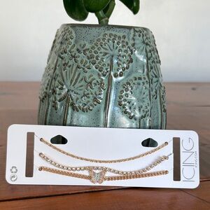 Icing Gold and Pearl Butterfly Necklace Trio